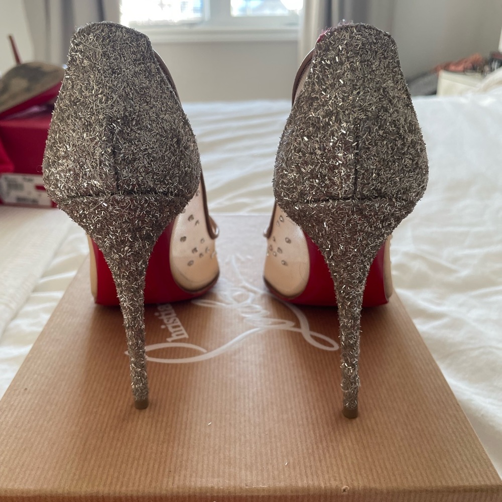 Authentic Louboutin Follies Strass 100 in Perle - Picture 2 of 5